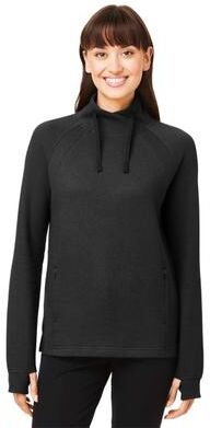 North End NE200W Women's Rhythm Waffle Cross-Neck Pullover T-Shirt in Black size 2XL   60/40 Cotton/Polyester