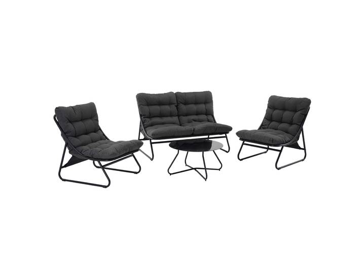 4-Sitzer Gartenlounge-Set aus Metall mit 1 Sofa, 2 Sesseln und 1 Couchtisch