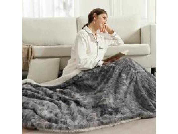 Plaid chauffant en polaire tie-dye - Couverture chauffante 150×200cm 6 niveaux de chaleur - Minuterie 10h protection surchauffe l