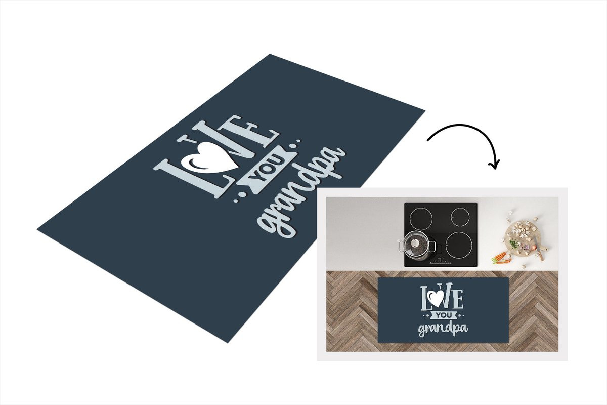 KitchenYeah Keukenloper Vinyl met Quote Love You Grandpa - 120 x 60 cm