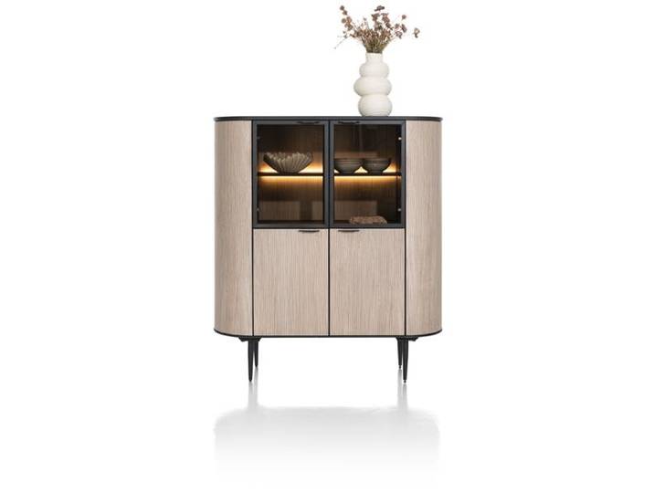 XOOON Aramon Schrank + LED 125 cm 2 Türen 2 Glastüren Metall/HPL