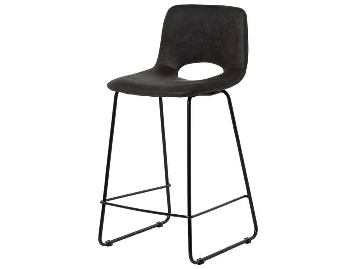 Tabouret bas de style industriel tapissé en gris foncé