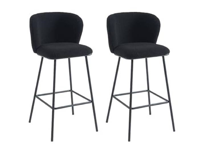 Vente-unique - Barhocker 2er-Set Senorase - Stoff Schwarz Robustes Metallgestell Weichheit des Frotteestoffs