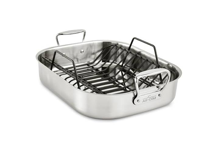 All-Clad 5016.31 Stainless Steel Bratreine groß mit Truthahngabeln T137 nicht induktionsgeeignet, Pfanne, 44 x 35 cm