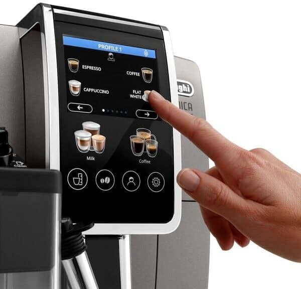 DeLonghi Plus ECAM380.95.TB Bean to Cup Coffee Machine 24 One-Touch Drinks LatteCrema Hot Milk System 3.5in Touch Display - Titanium Black