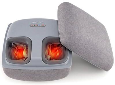 Costway Shiatsu Foot Massager with 3-Level Deep Kneading and Air Compression-Gray