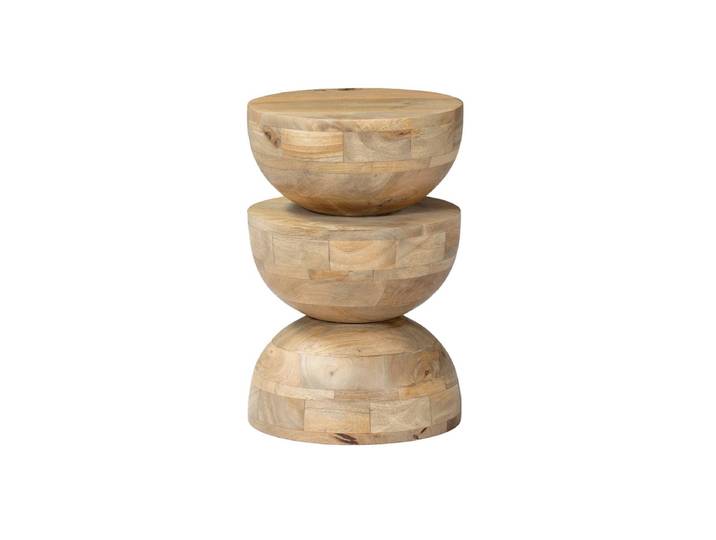 Sweeek Table d'appoint, bout de canapé, table de chevet, tabouret bois de manguier Ø30 x H45cm SITA Beige