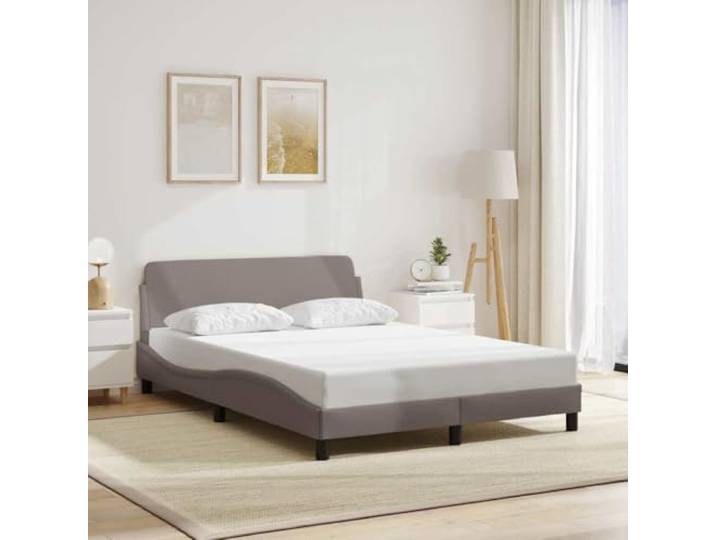 Strapazierfähiger Stoff Schlafzimmerbetttgestell mit Kopfteil Dover Taupe Bettgestell Dover Taupe 140x200 cm Stoff mit Kopfteil Metall Kiefernholz Stabil Modern