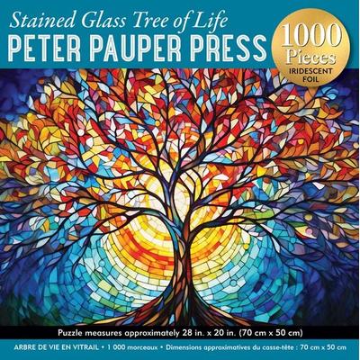 Stained Glass Tree of Life 1000-Piece Jigsaw Puzzle (Printed on Reflective Foil for Realistic Effect!)