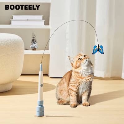 Inspire Picks BOOTEELY Flying Butterfly Cat Toy With Suction Cup And Steel Wire Wand blue