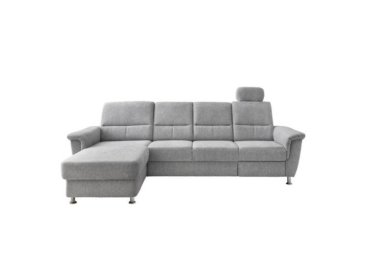 Ecksofa mit Relaxfunktion Parole Silberfarben Chenille