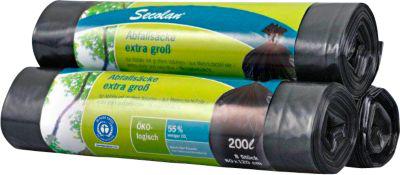 Secolan® Abfallsäcke, Material Recycling-Polyethylen, 200 Liter, schwarz, 8 Stück