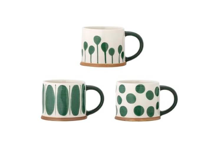 Bloomingville CREATIVE COLLECTION Linora Lot de 3 mugs en grès Vert 11 x 8\,5 cm 450 ml