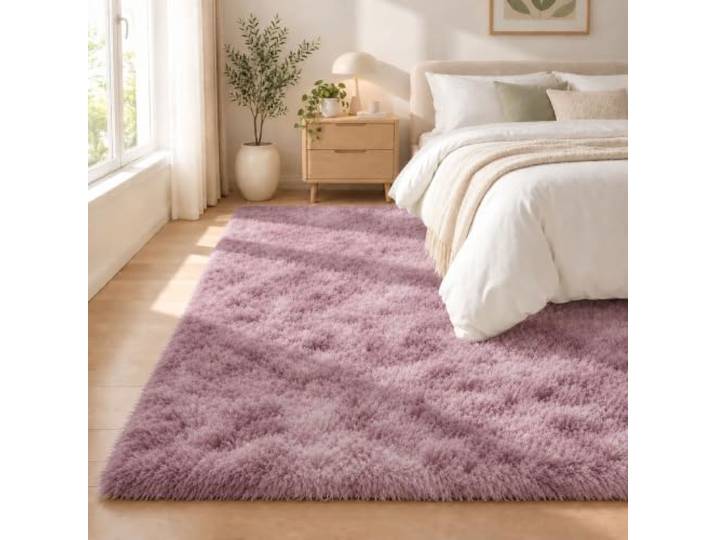 Flauschig Teppich Rutschfest Anti-Rutsch Einfarbiges 100x220cm Pink Lila Flauschiger Kinderteppich Pflegeleicht Waschbar Flauschig Weich Fürs Küche Kinderzimmer