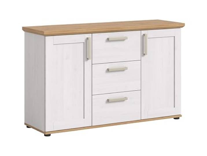 furnling Sideboard Viola, Kommode, Wohnzimmerschrank, mit 2 Türen, 3 Schubladen, Breite 129 cm, Sibiu Lärche Nachbildung