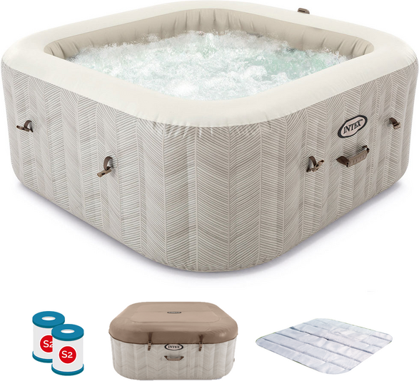 Intex Carrée Chevron Deluxe 28446EX - Ø173x71 cm - Spa gonflable à hydromassage