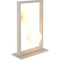 LED Tischlampe sandfarben Tischleuchte 2-Flammig Wippschalter Glas opal H 40 cm