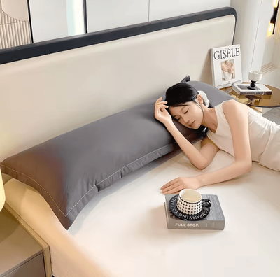 Inspire Essentials Ultra Soft Washed Long Body Pillowcase For Couples Extra Long Solid Color Pillow Cover e 48x120cm