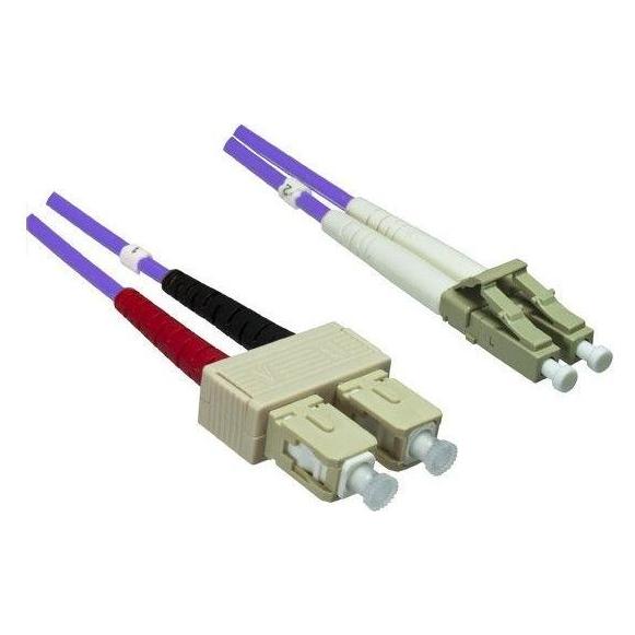Dinic LWL Kabel OM4, 50µ, LC / SC Stecker Multimode, erikaviolett, duplex, LSZH, 50m (50 m) (LW-50-LCSC-50A)