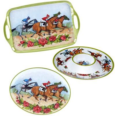 Certified International Derby Day at the Races 3pc Melamine Serving Set