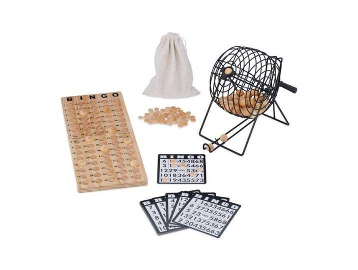 Relaxdays Bingo avec plateau/jetons/boules en bois