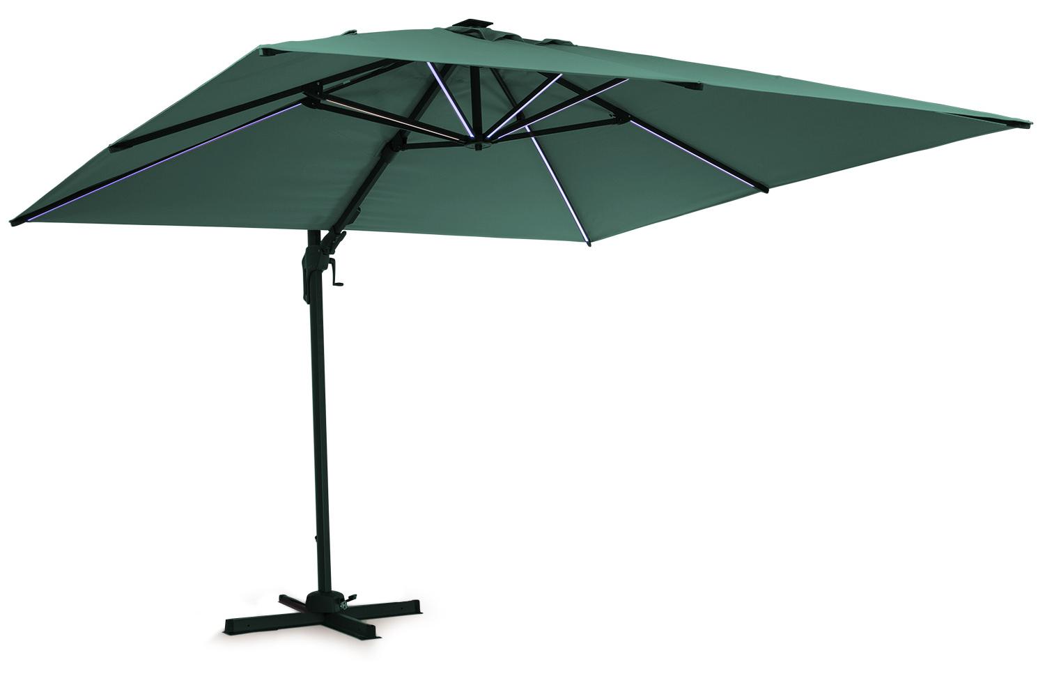 Blumfeldt Sonnenschirm für Balkon, Sonnenschirm mit Solarpanel & LED Beleuchtung, Wasserdicht & UV-Schutz, Balkon Sonnenschirm für Terrasse, Balkon & Garten, Verstellbarer Balkon Schirm, Sonnenschutz