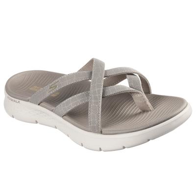 Zehentrenner SKECHERS "GO WALK FLEX SANDAL-SSSELENA", Damen, Gr. 41, taupe, Textil, Schuhe Zehentrenner, Sommerschuh, Strandschuh, Sandale, Badeschuh mit Komfortfußbett