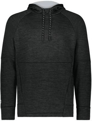 Holloway 223580 All-Pro Performance Fleece Hoodie in Black Heather/Silver size Large   Polyester