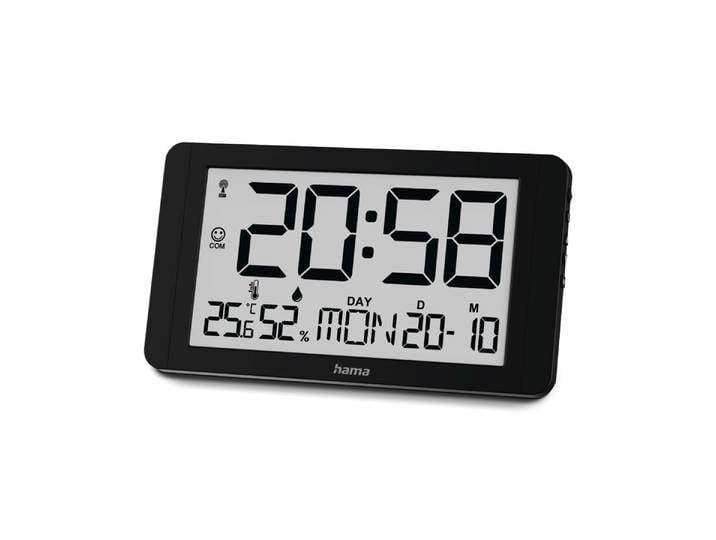 Funkwanduhr HAMA Digitale Funkuhr Kuba , Schwarz , schwarz, Funkuhr, Wanduhren, Funkwanduhr, mit Thermo- und Hygrometer