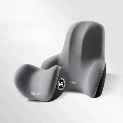 Multisell Products Hub Lumbar Cushion Car Support, Protection Lumbar Backrest, Car Memory Foam Neck Pillow, Headrest Cushion Comfort gray Set