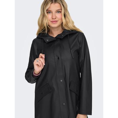 Kurzmantel ONLY "ONLELISA RAINCOAT OTW NOOS", Damen, Gr. XL, schwarz, Web, Obermaterial: 100% Polyester, unifarben, Po-bedeckend, Mäntel Kurzmantel, beschichtete Qualität