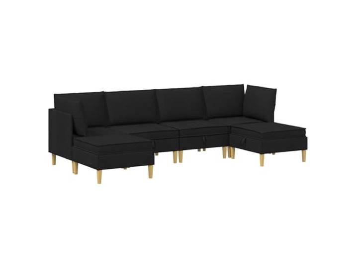 Makastle Modulares Sofa-Set 6-TLG. mit Stauraum Schwarz Stoff