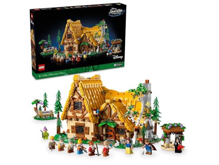 LEGO Disney Schneewittchen und die Sieben Zwerge Hütte Bauset für Erwachsene, Bauen und Ausstellen Disney Princess Set mit 10 Minifiguren inklusive Schneewittchen, Geschenk für Fans des klassischen