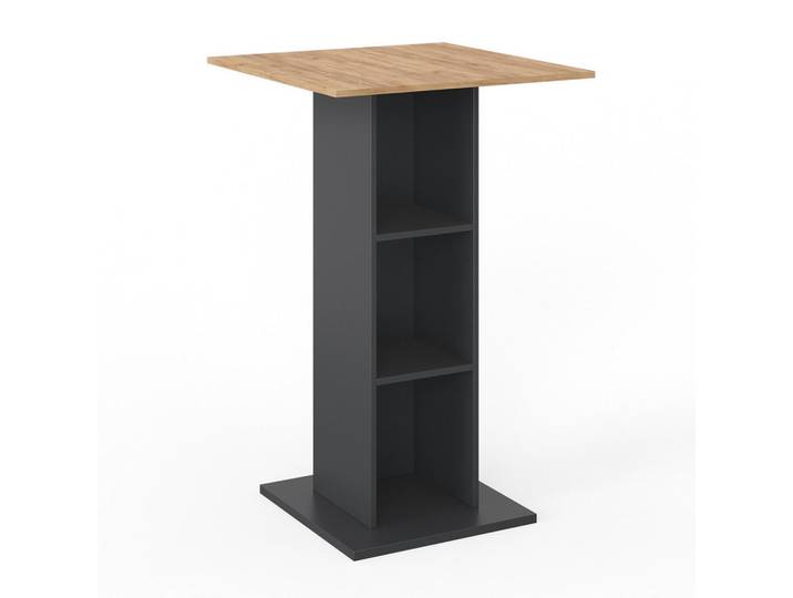 Vicco Bartisch Rodeo Anthrazit 70 x 70 cm, Holzwerkstoff, 3 Fächer, Quadratisch,Quadratisch, 70x109x70 cm, Esszimmer, Barmöbel, Bartisch