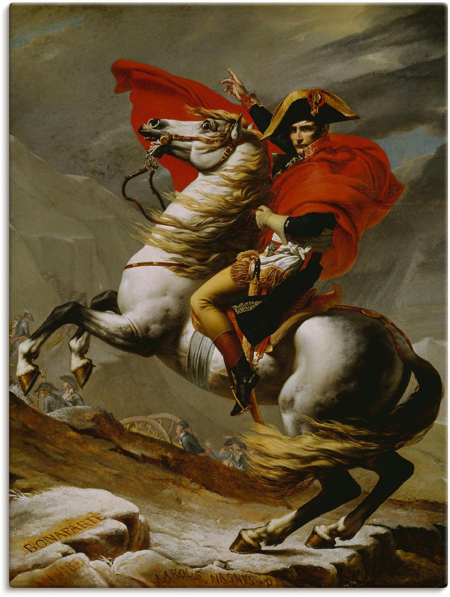 Wandbild ARTLAND "Napoleon bei der Überquerung der Alpen.", braun (farbe bild(er): braun), B:90cm H:120cm, Bilder, Wandbild, als Leinwandbild, Poster in verschied. Grössen farbe bild(er): braun B/H/T: 90cm x 120cm, Leinwandbild Menschen Hochformat, 1 Stk.