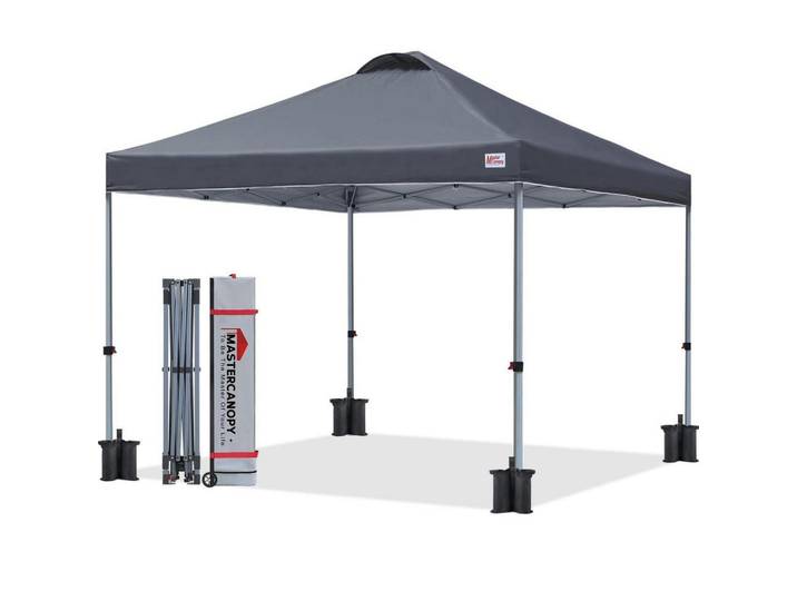 Pavillon 2,5 x 2,5 m Anthrazit Schnellaufbau 3-fach höhenverstellbar Upf50+ wasserabweisend inkl. Rolltasche, 250x206x250 cm, Sonnenschutz, Pavillons