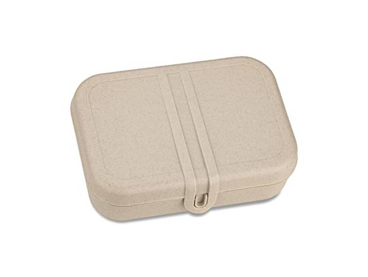 Koziol PASCAL L Lunchbox mit herausnehmbarem Trennsteg, mit Clipverschluss biozirkulärer Kunststoff, bruchfest, spülmaschinengeeignet ideal für Büro, Schule, Reise (nature desert sand)
