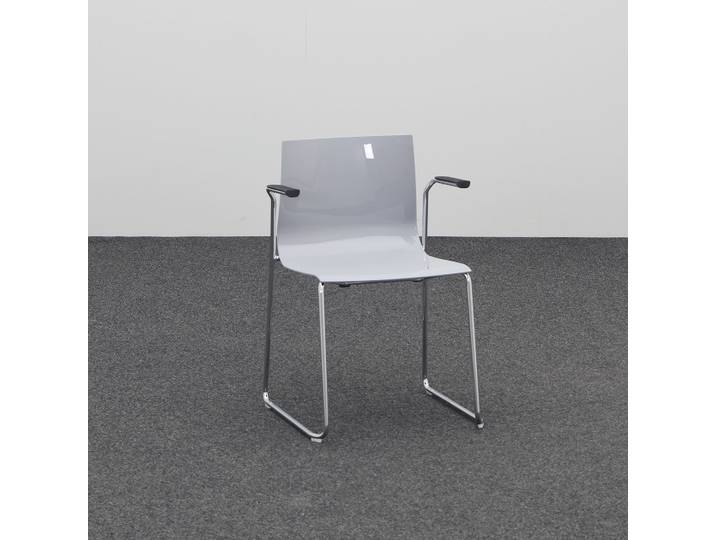 Kufenstühle Moving Chairs Slim Techno Grau mit Fixarmlehnen, Neu - Komfortables Sitzen