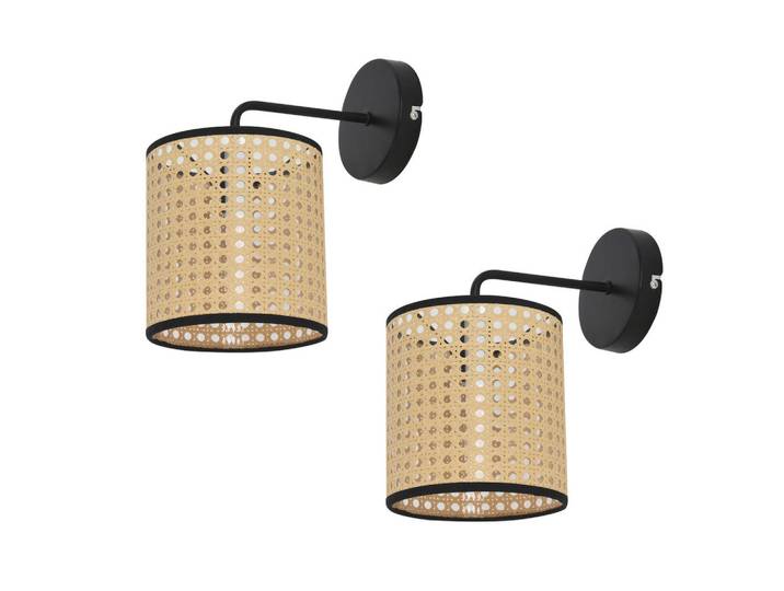 lux.pro Wandleuchte-Set 2 Tlg. Southend, Beige, Schwarz, Metall, Kunststoff, E14, 16x17x25 cm, Lampen & Leuchten, Innenbeleuchtung, Wandleuchten