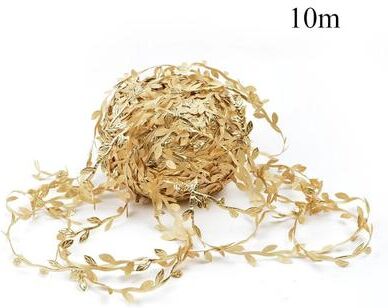 Inspired Living Artificial Vine Ribbon Green Leaf Garland For Wedding Greenery Decor And DIY Wreath Crafts 10m Gold