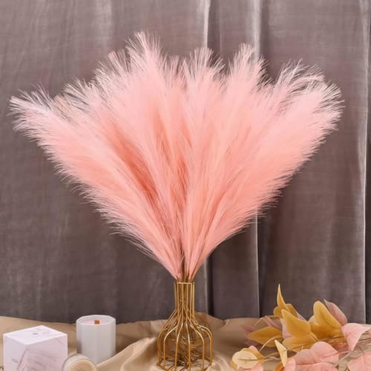 Kunstgras Pampas Droogbloemen Set Roze - 30 Stuks - Woonkamer Decoratie
