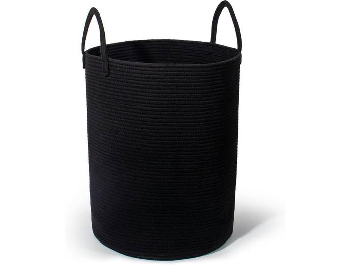 Wäschekorb mit Henkel geflochten Schwarz D 38 x H 50 CM, 38x50x38 cm, Haushalt & Reinigung, Wäschepflege, Wäschekörbe & Wäschetonnen