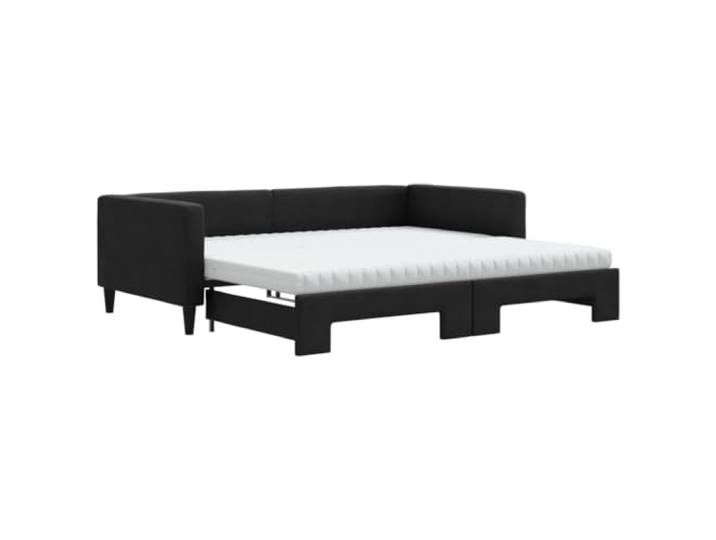 PUGYNBK 2-in-1-Schlafsofa mit Matratze, Schwarz, 100 x 200 cm Struktur aus Holz und Metall, doppelt abnehmbar, 2 Schaumstoffmatratzen, Wohnzimmer oder Schlafzimmer
