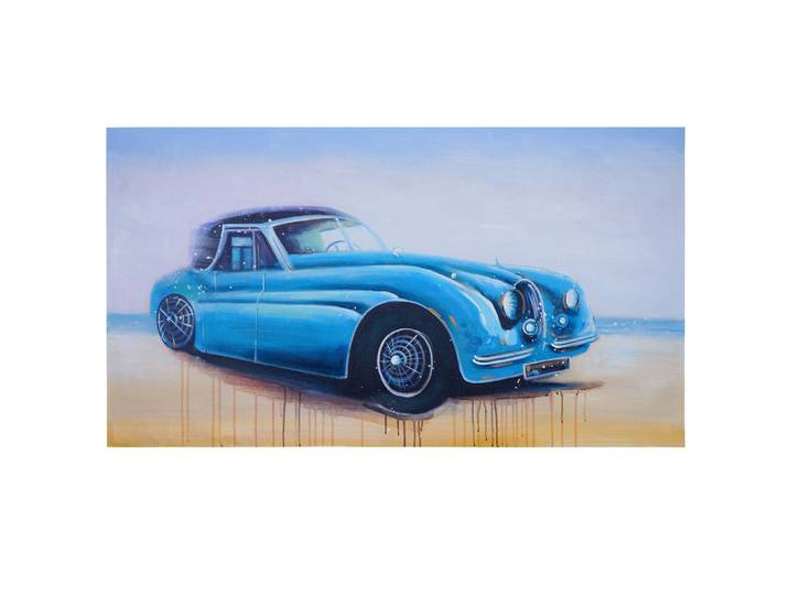 ÖLGEMÄLDE OLDTIMER HANDGEMALT Mehrfarbig