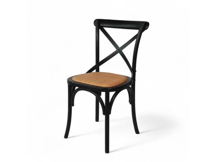 Chaise de bistrot VILLIERS - Noire - Croisillon