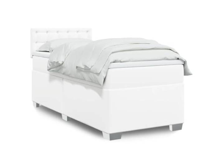 vidaXL Boxspringbett mit Matratze Weiß 100x200 cm Kunstleder