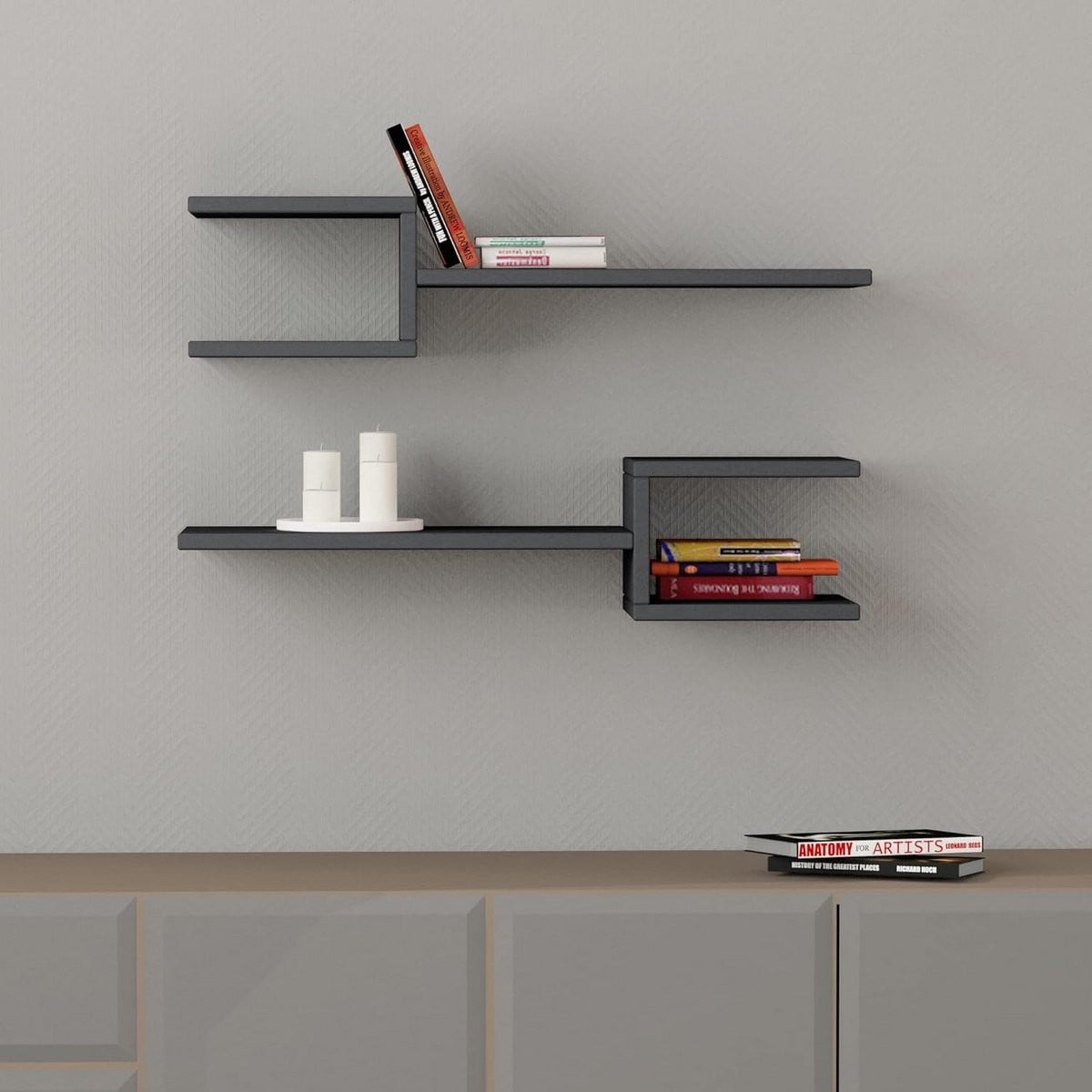 Merkloze Houten Hoekplank voor Wandmontage - Zwevende Hoekrek Display voor Woonkamer, Slaapkamer of Home Office