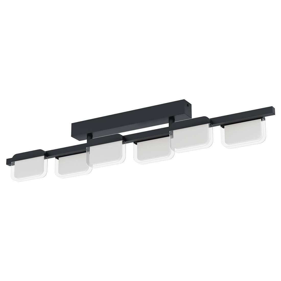 Eglo Ervidel plafondlamp, 6 LED-lampen, 2880 lm, zwart en transparant, IP20