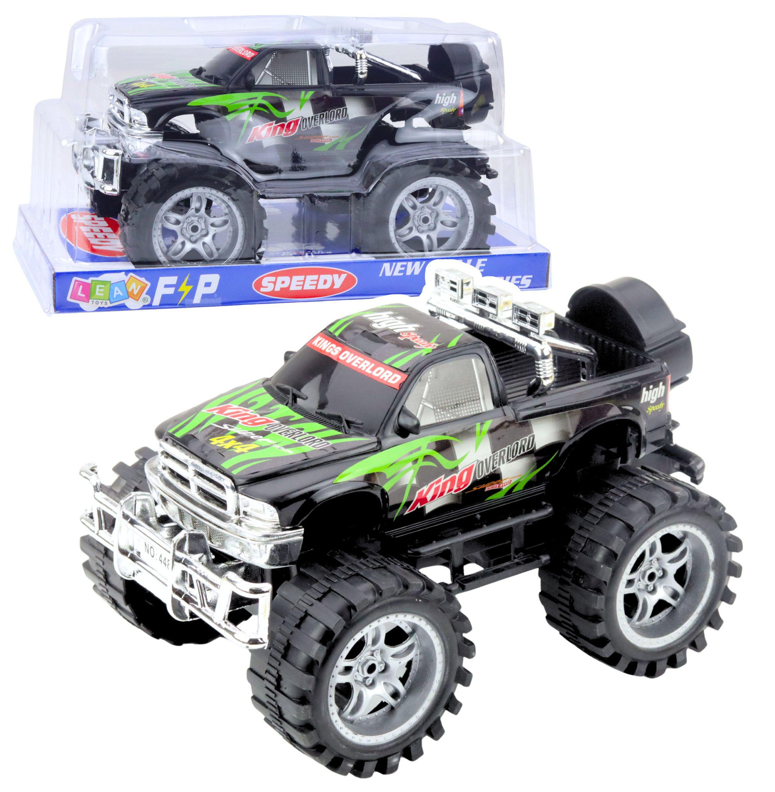 Lean Toys King terreinwagen met achterwielaandrijving groen en zwart 27 cm