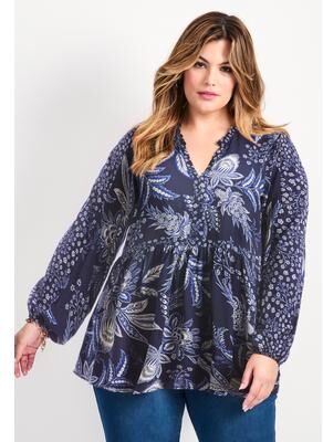 Plus Size Women's Floral Fields Tunic by Avenue in Floral Falls (Size 26/28)